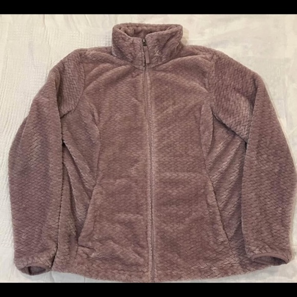 Women's medium soft fleece dusty mauve / light purple Cozy Cream Teddy Jacket - Picture 2 of 15